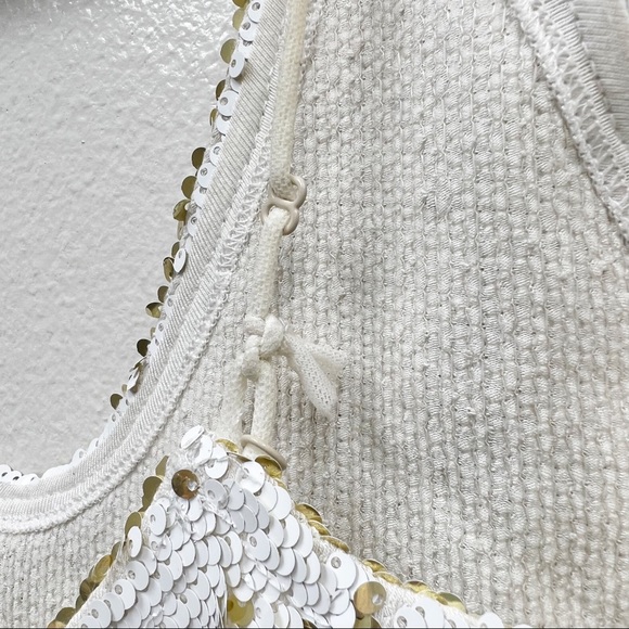 Free People Women's Seeing Double White Gold Sequin Mini Dress S - Picture 8 of 14